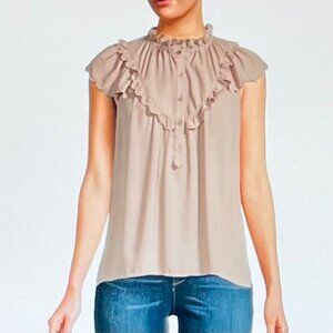 Max Studio Flutter Sleeve Blouse in Beige (L) New with Tags